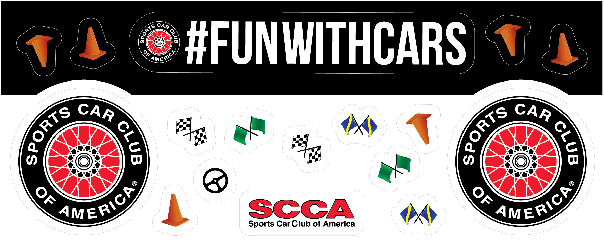 2630 SCCA Sticker Sheet (#funwithcars) (8 1/2" x 3 1/2")